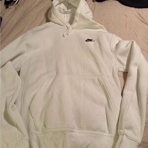 Nike White Pullover Hoodie with Black Swoosh